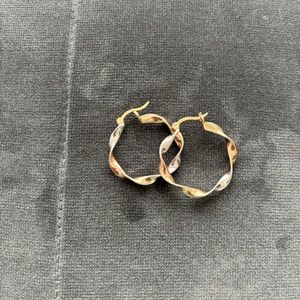 1” sterling silver hoops with rose gold and gold coloring